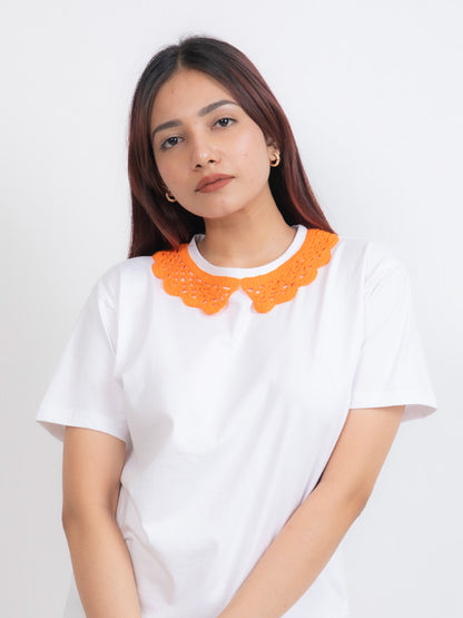 Crochet Collar Patch T-shirt