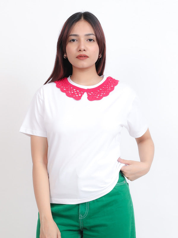 Crochet Collar Patch T-shirt