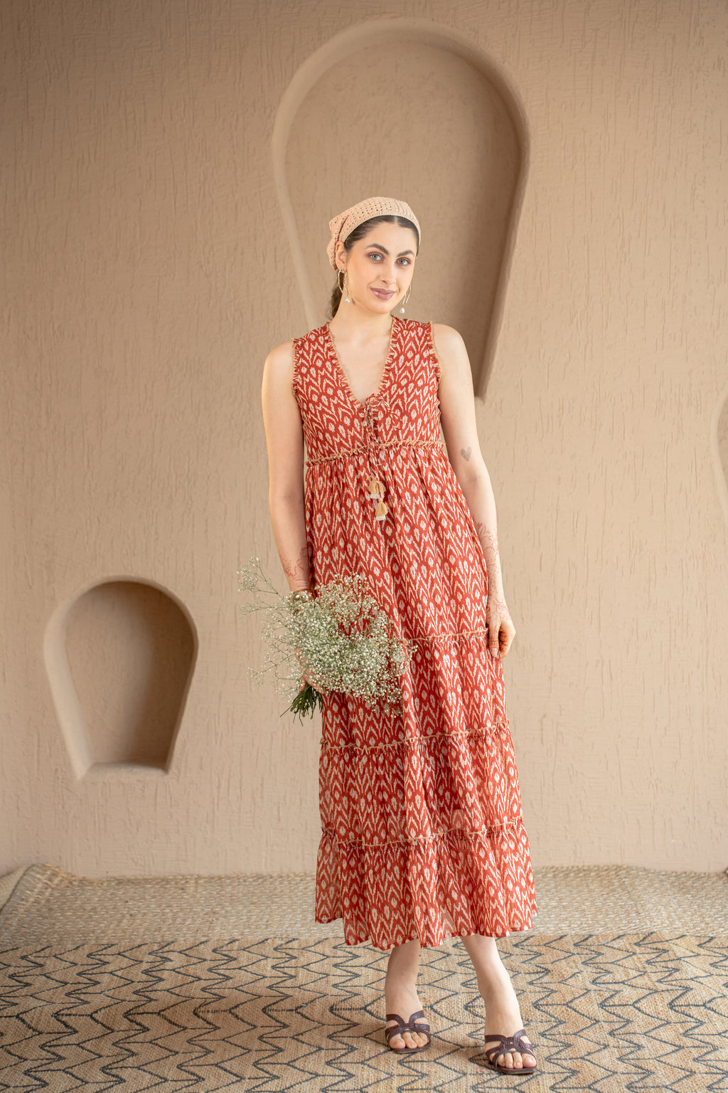 Saffron Ikat Midi Dress