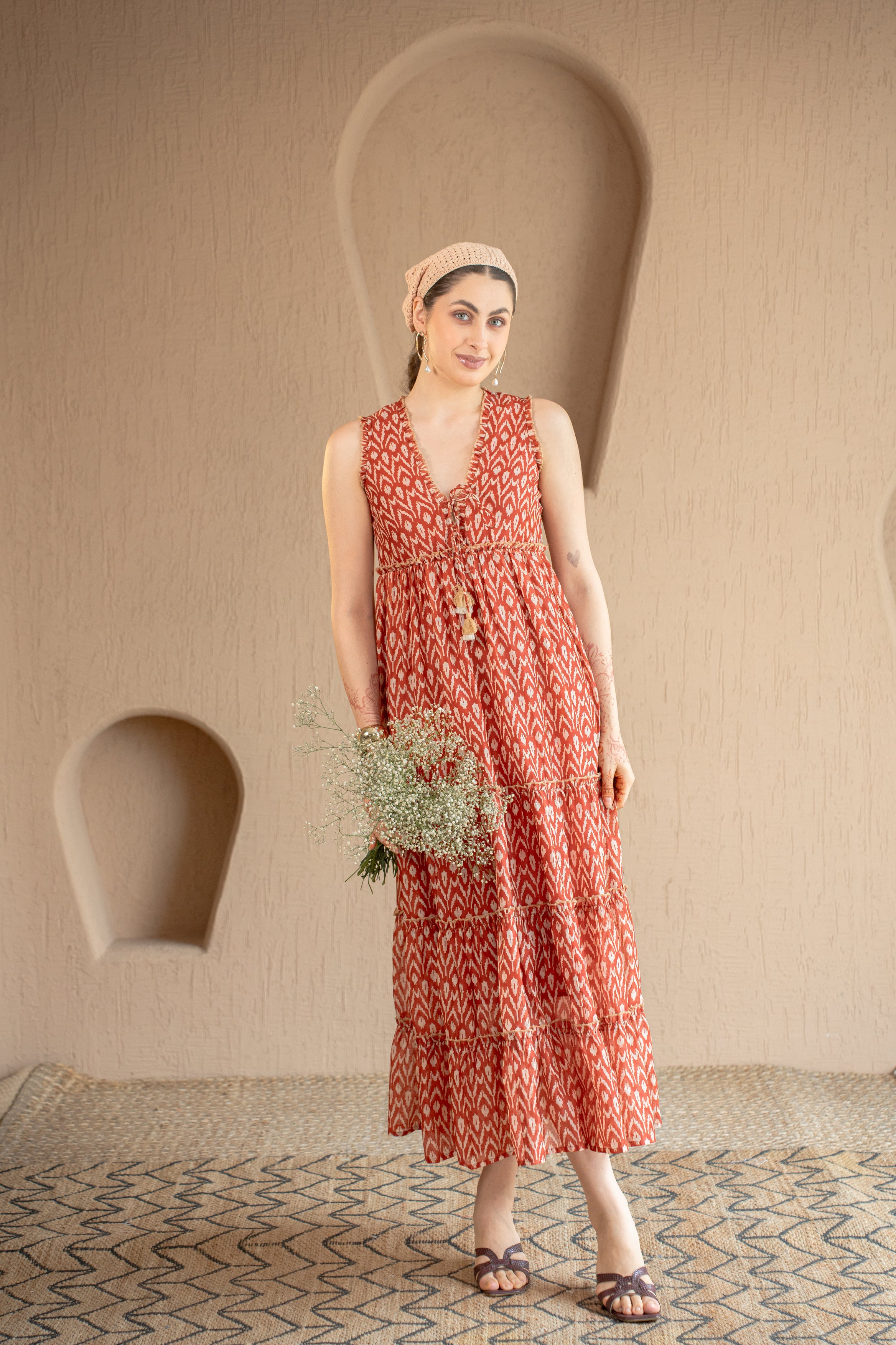 Saffron Ikat Midi Dress