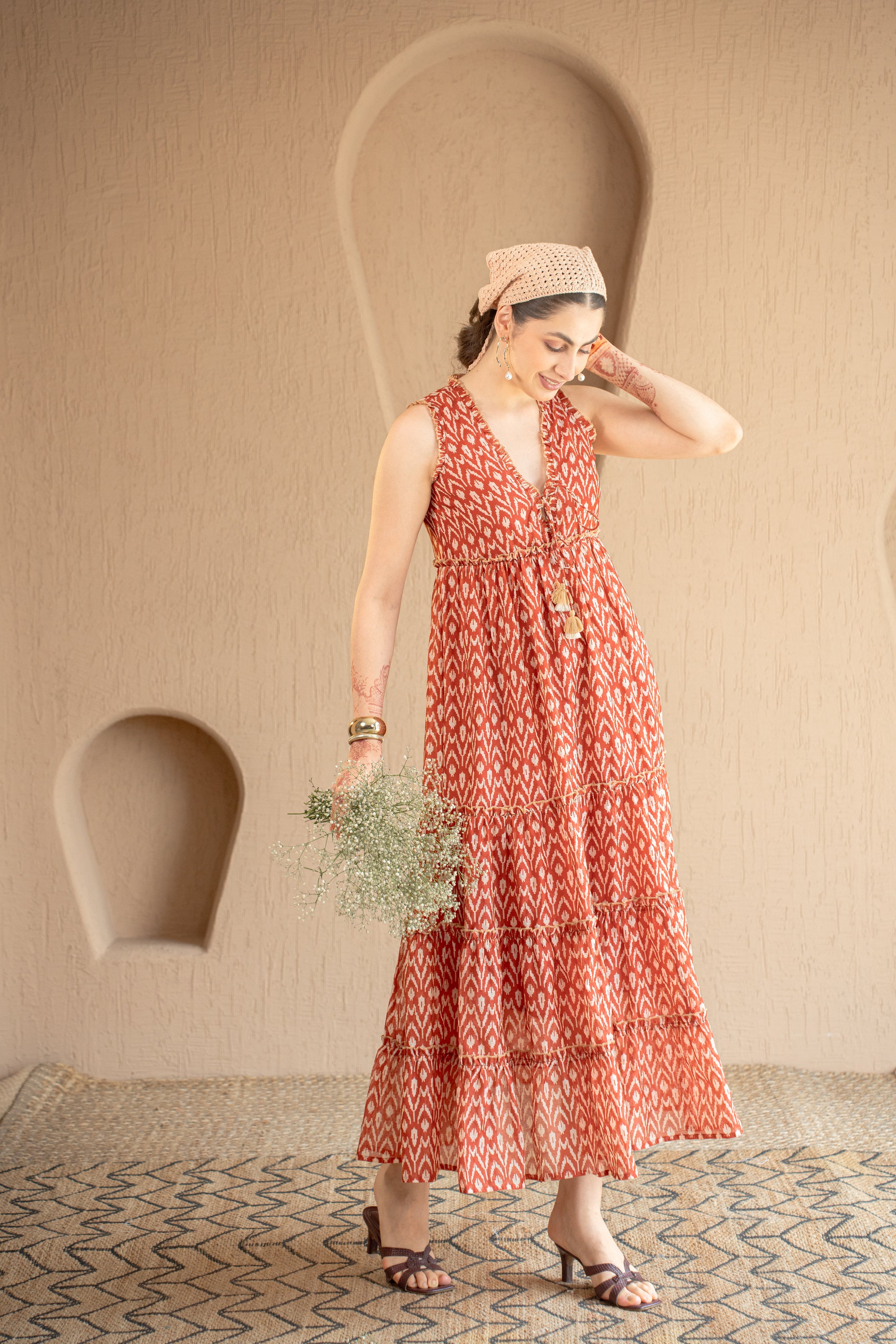 Saffron Ikat Midi Dress