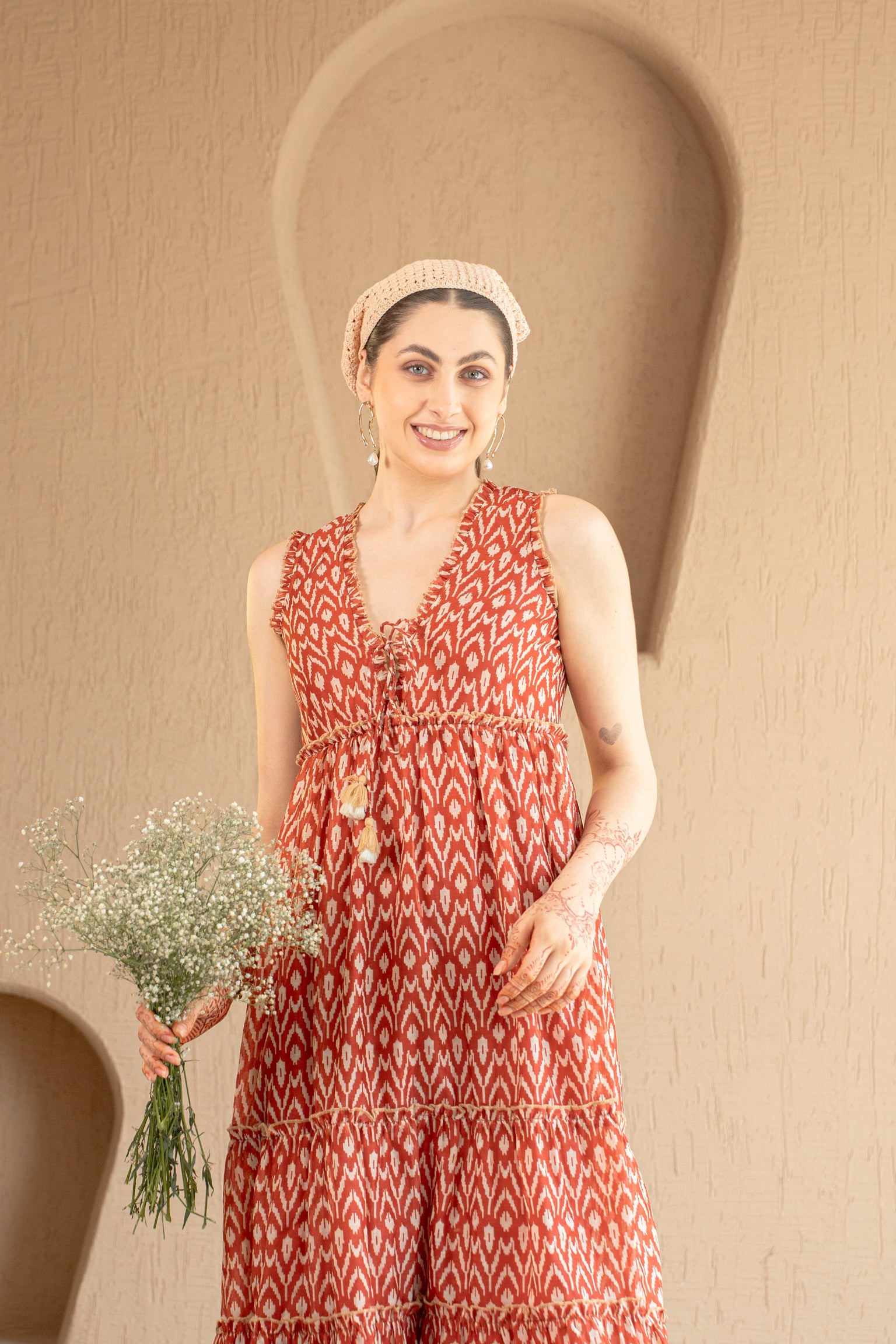 Saffron Ikat Midi Dress