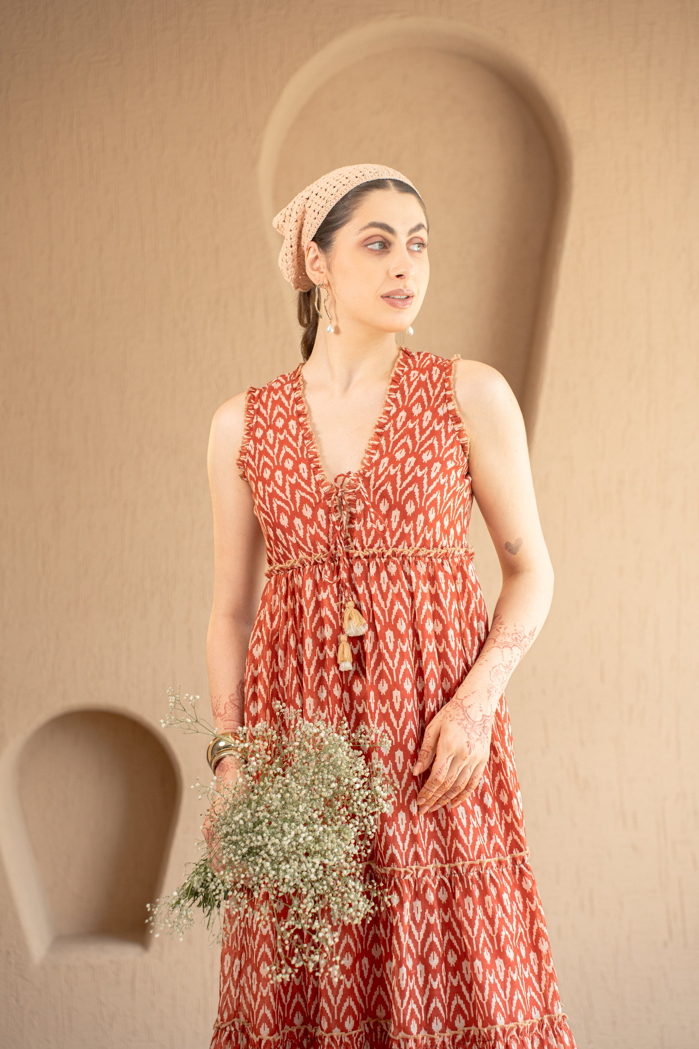 Saffron Ikat Midi Dress