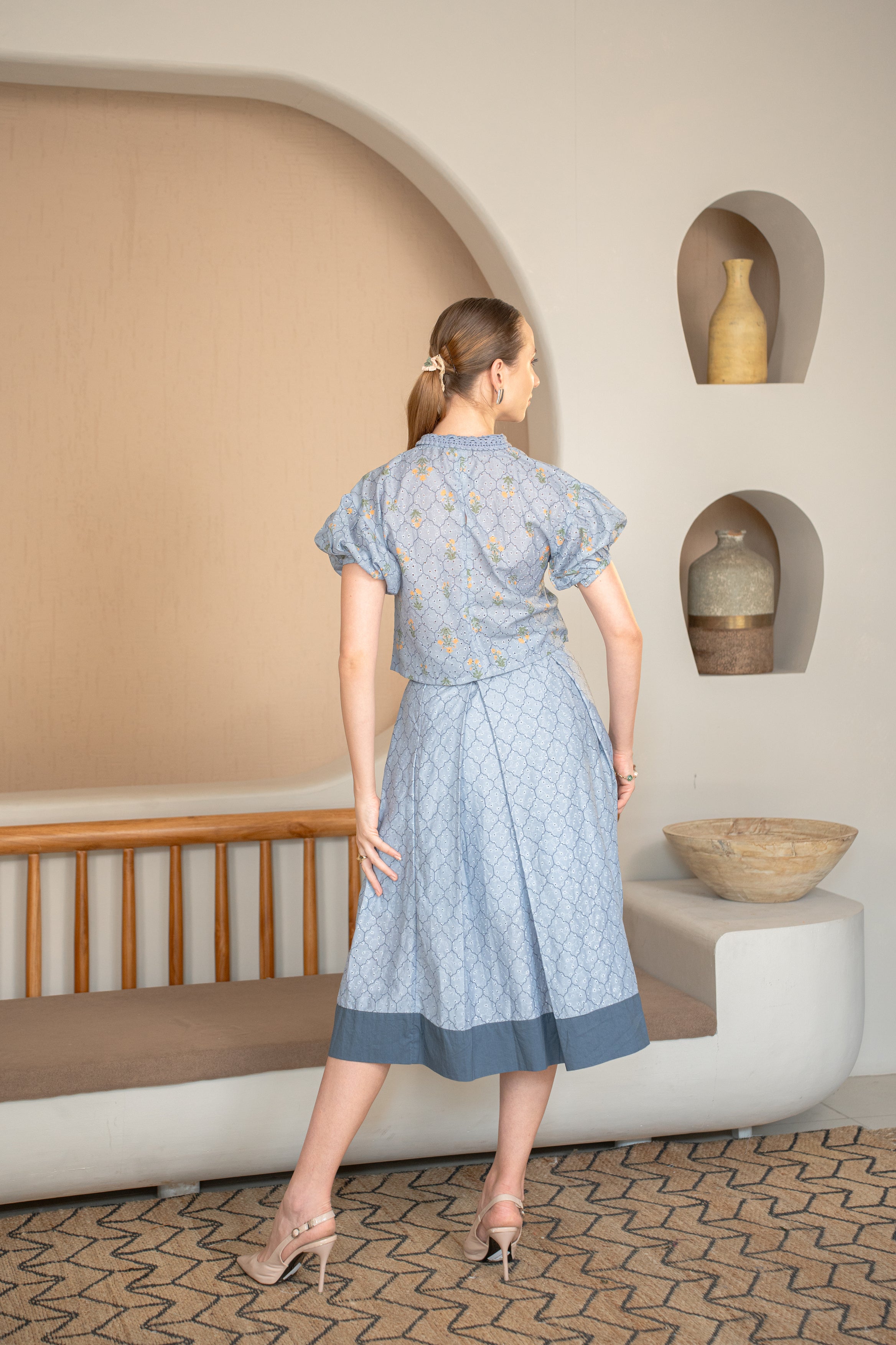 Chambray Puff Shirt Dress